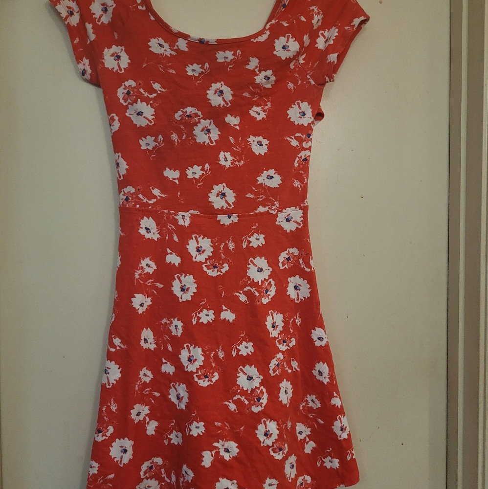 Small floral skater dress, salmon colored floral, SO